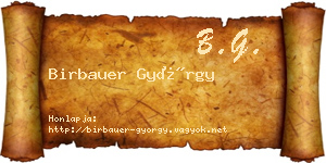 Birbauer György névjegykártya
